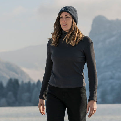 Ribber Turtleneck Longsleeve Damen Schwarz