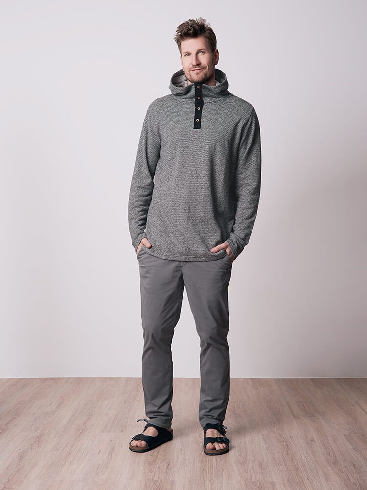 Stripe Hoody Hanf Schwarz | Weiss
