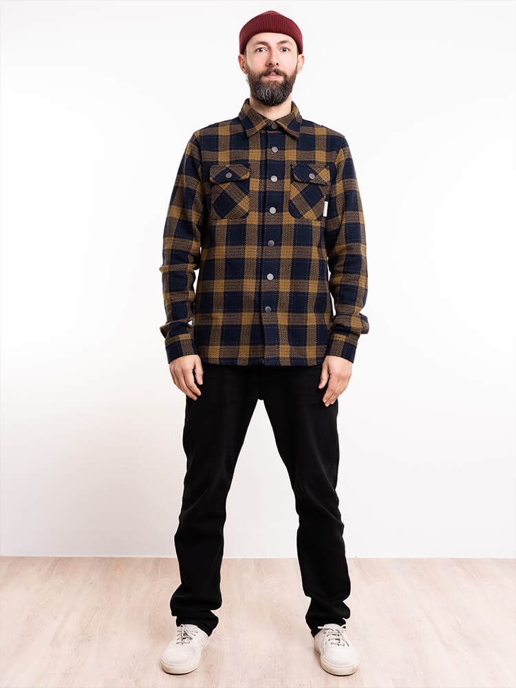 Heavy-Flannel Hemd Blau- Braun