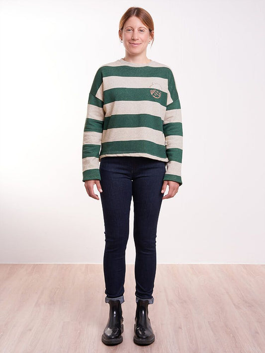 Blockstripe Sweater Hanf Offwhite- Grün