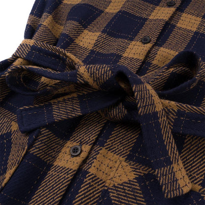 bleed-clothing-2368f-heavy-flannel-shirt-dress-brown-navy-detail-02