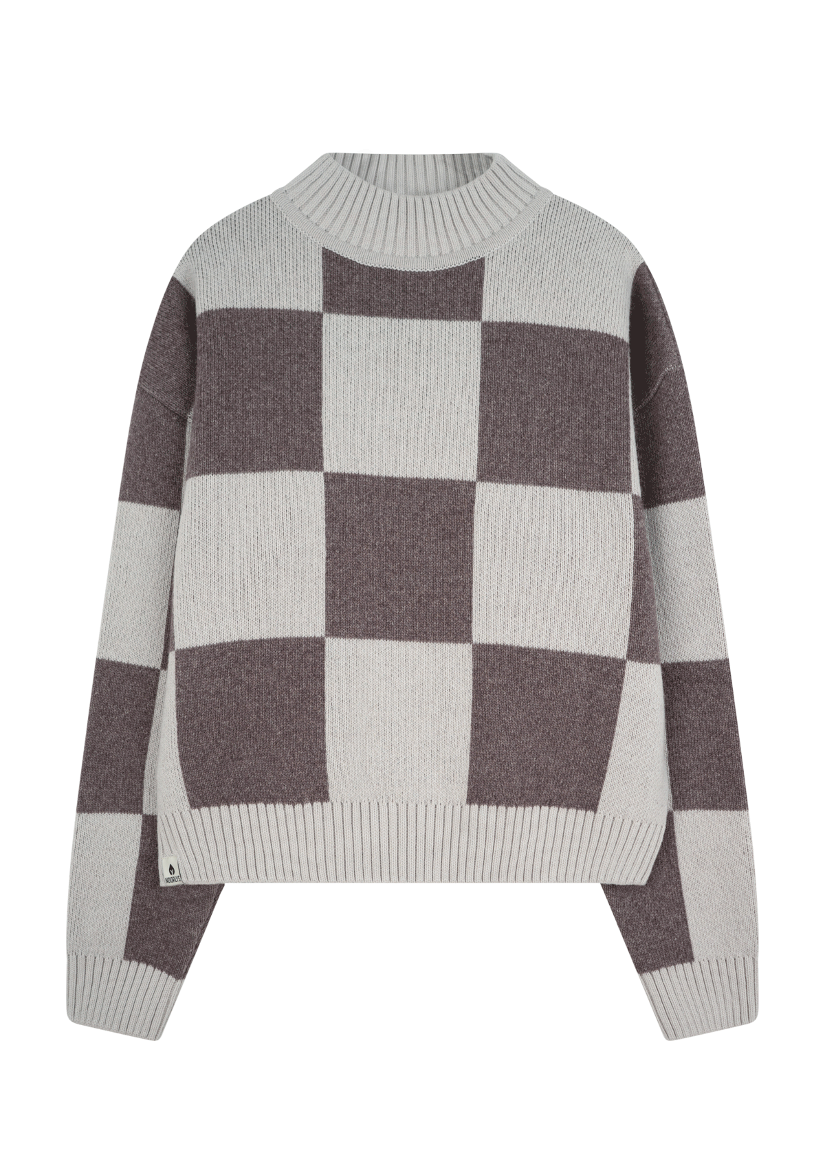 Strick-Sweater KARO OysterGrey/Schokolade